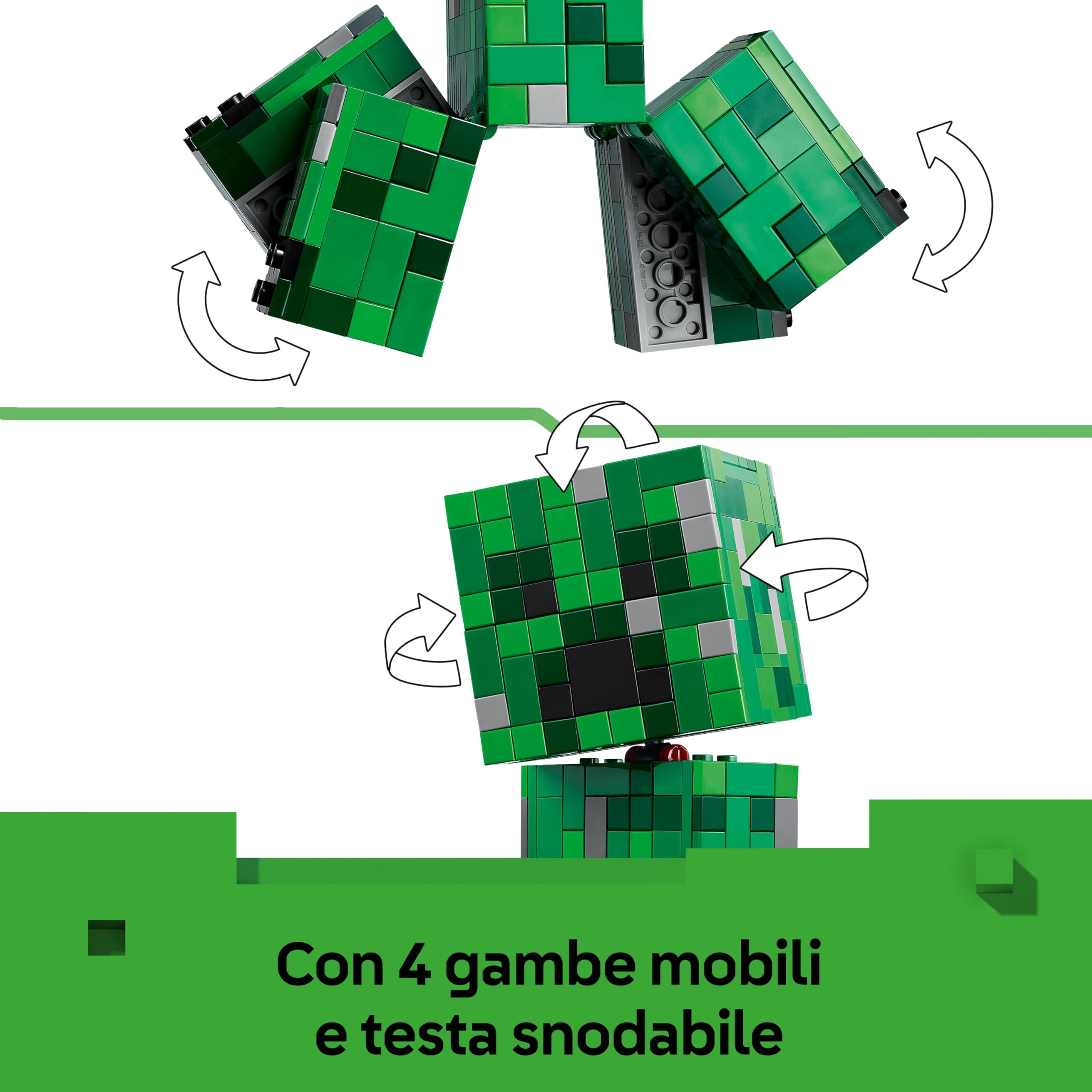 LEGO Minecraft Creeper Giocattolo - Action Figure di Mob Snodabile con Scomparto Segreto con Maiale e Elemento TNT - Regalo per Gamer, Bambini, Bambine e Fan Adolescenti da 10 Anni in su - 21276