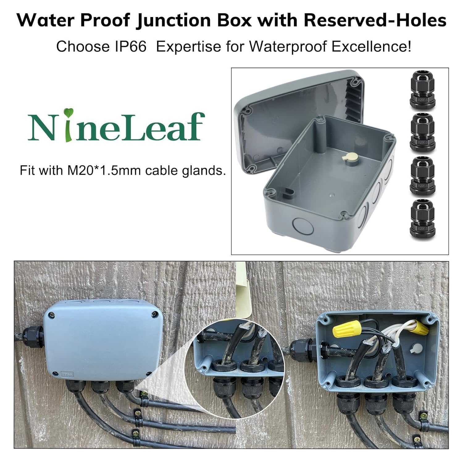 NineLeaf Outdoor Electrical Enclosure Grey, IP66 Waterproof Project Box 7.1"x4.5"x4" (181x111x100mm), ABS Plastic Housing for Wiring, Weatherproof DIY Case,6PCS