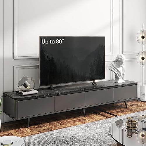 WESOME Soporte de TV para televisores de hasta 80 pulgadas, soportes de televisión con cajones para sala de estardormitorio, centro de