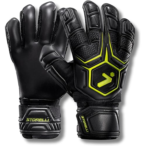 Storelli Gladiator 3 GK Gloves High-Impact Hand Protection with Removable Finger Spines, Premium Hand Grip for Soccer Goalies