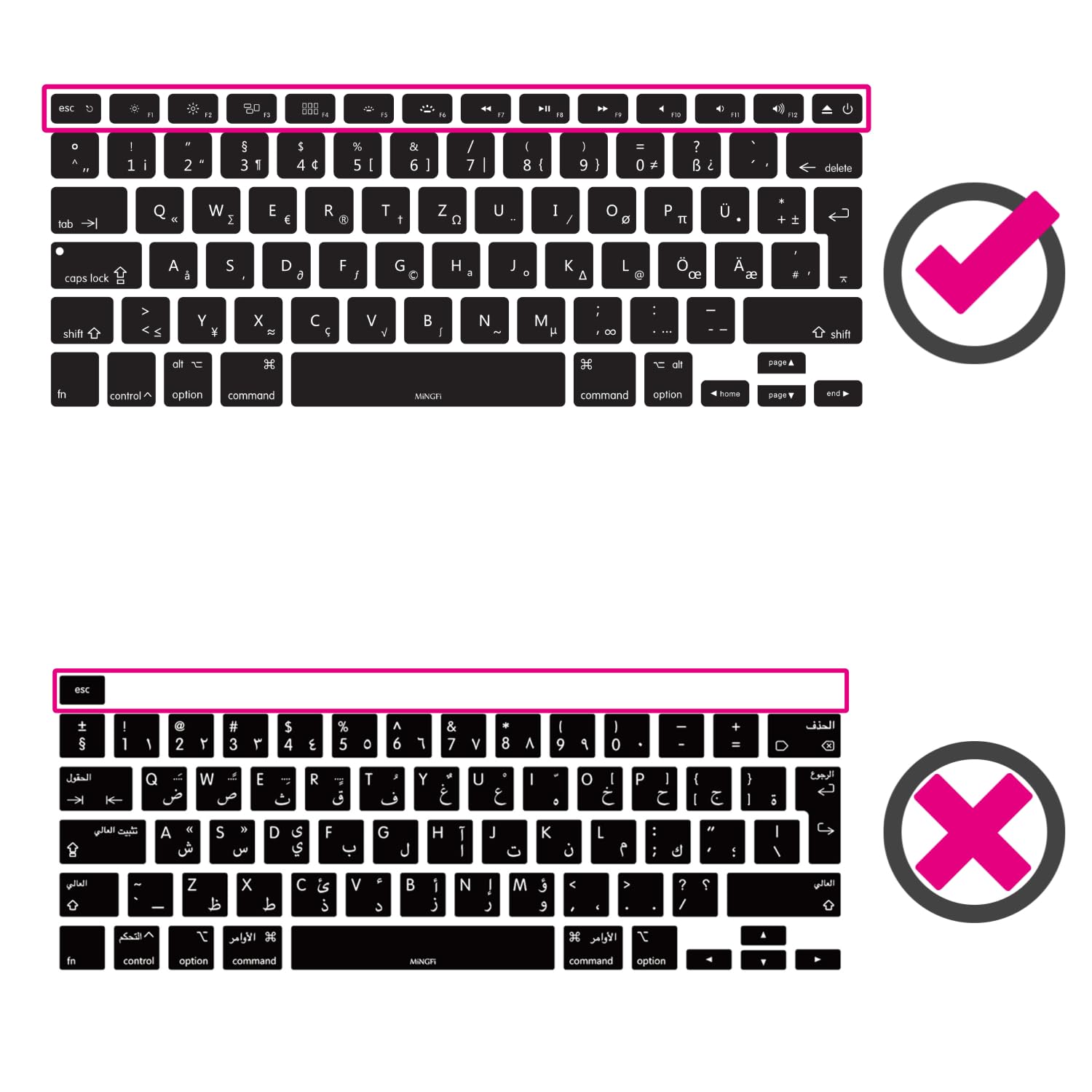 Copritastiera Silicone italiano per MacBook Pro 13" A1278 A1425 A1502 (2008–2017), Air 13" A1369 A1466 (2010–2017), Pro 15" A1398 A1286 (2008–2015), Pro 17" A1297 (2011) EU/ISO - Nero