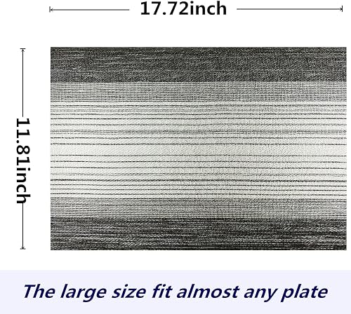 Miniatura 7 de Mantel individual, mantel individual de vinilo tejido duradero, lavable, resistente al calor, antideslizante, para cocina, comedor (juego de 4, gris