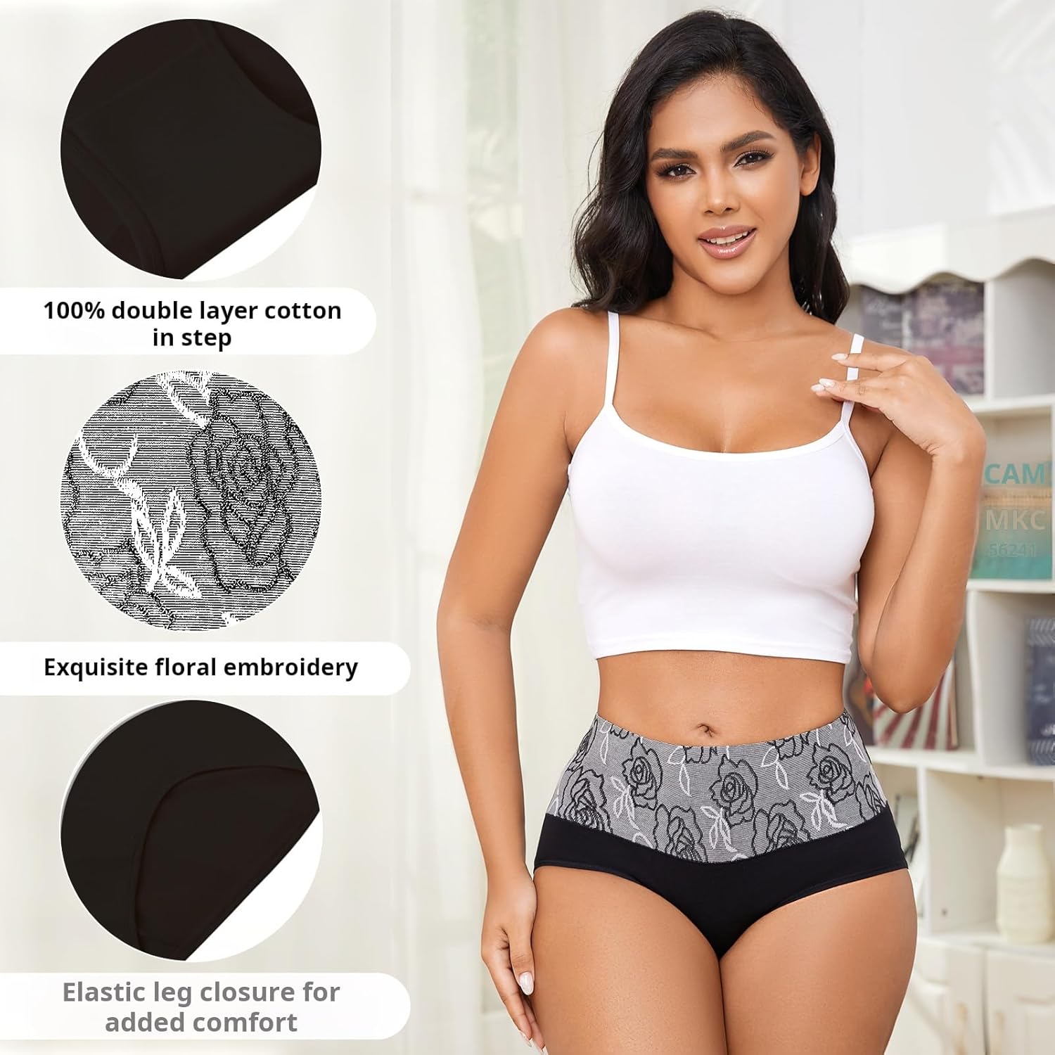 Womens High Waisted Tummy Control Underwear C Section Underwear Soft Cotton Panties Full Coverage Briefs - Image 2