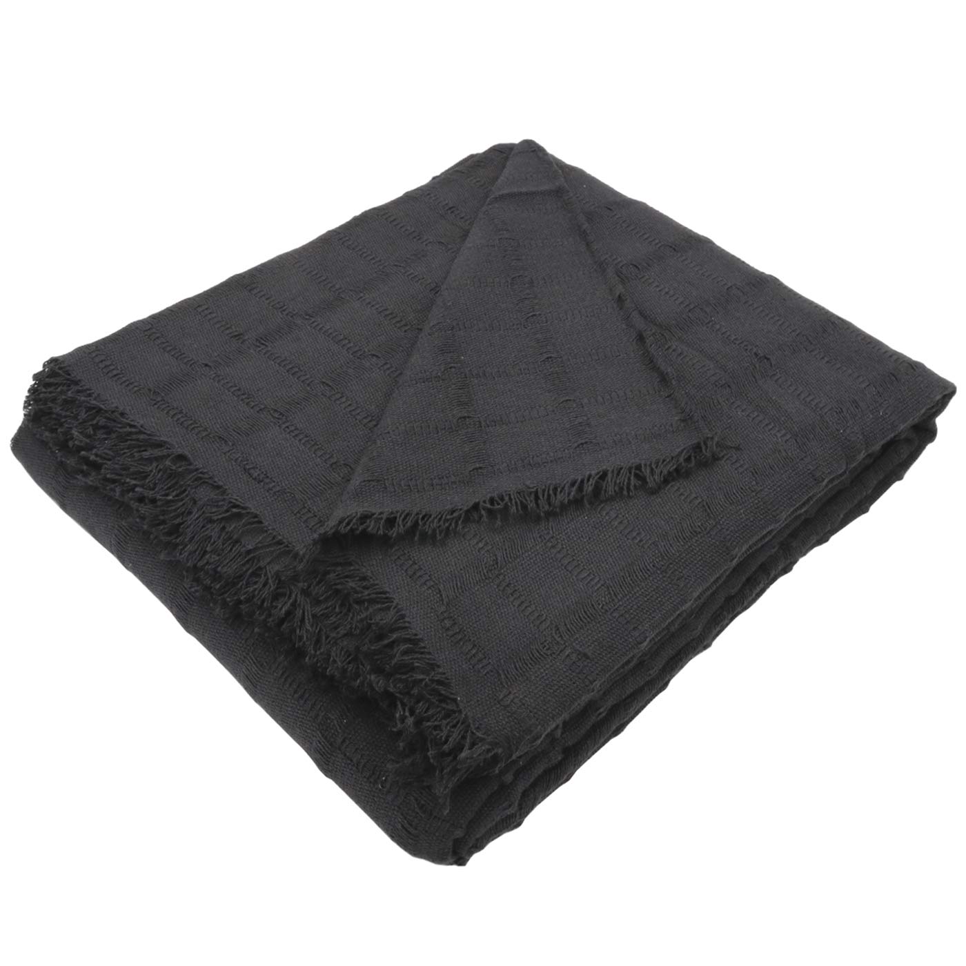 MERCURY TEXTIL- Colcha Multiusos Sofa,Manta Foulard,Plaid para Cama,Cubresofa Cubrecama,jarapas,Comoda Practica y Suave. Poliester Algodón (180 x 260cm, Liso Negro)