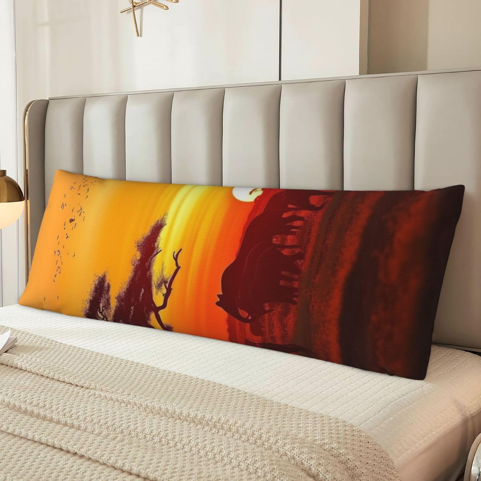African Animal Sunset Body Pillow Cover with Hidden Zipper 54"X20",Ultra Soft Microfiber Long Pillow Case Decorative Bedding Pillowcase Cushion Cover Cases for Bedroom Couch Sofa,Home Gifts