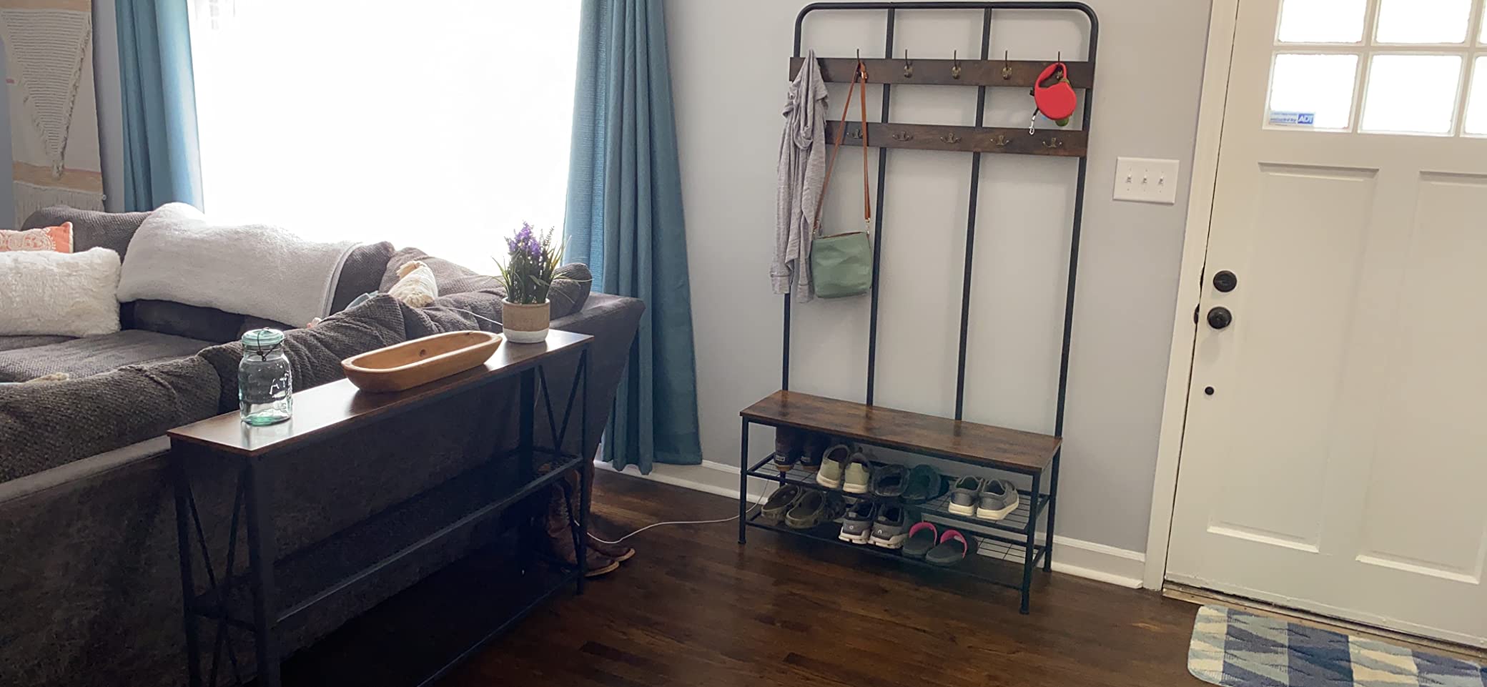 HOOBRO Hall Tree with Bench, Entryway Bench with Coat Rack, Mud Room Bench with 12 Double Hooks and Storage Bench, Coat Tree, Shoe Rack Organizer, for Foyer, Front Door, Rustic Brown BF05MT01