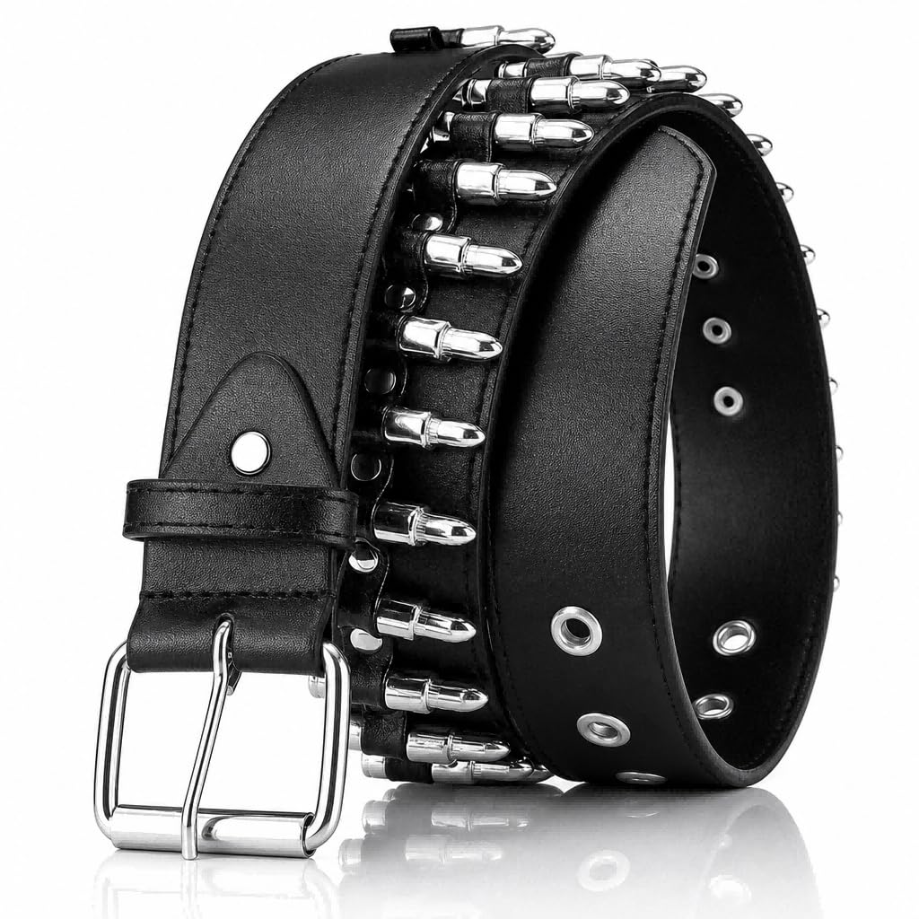 Studded Belt, Metal Punk Rock Rivet Belt with Bright Pyramid Studded for Women Men