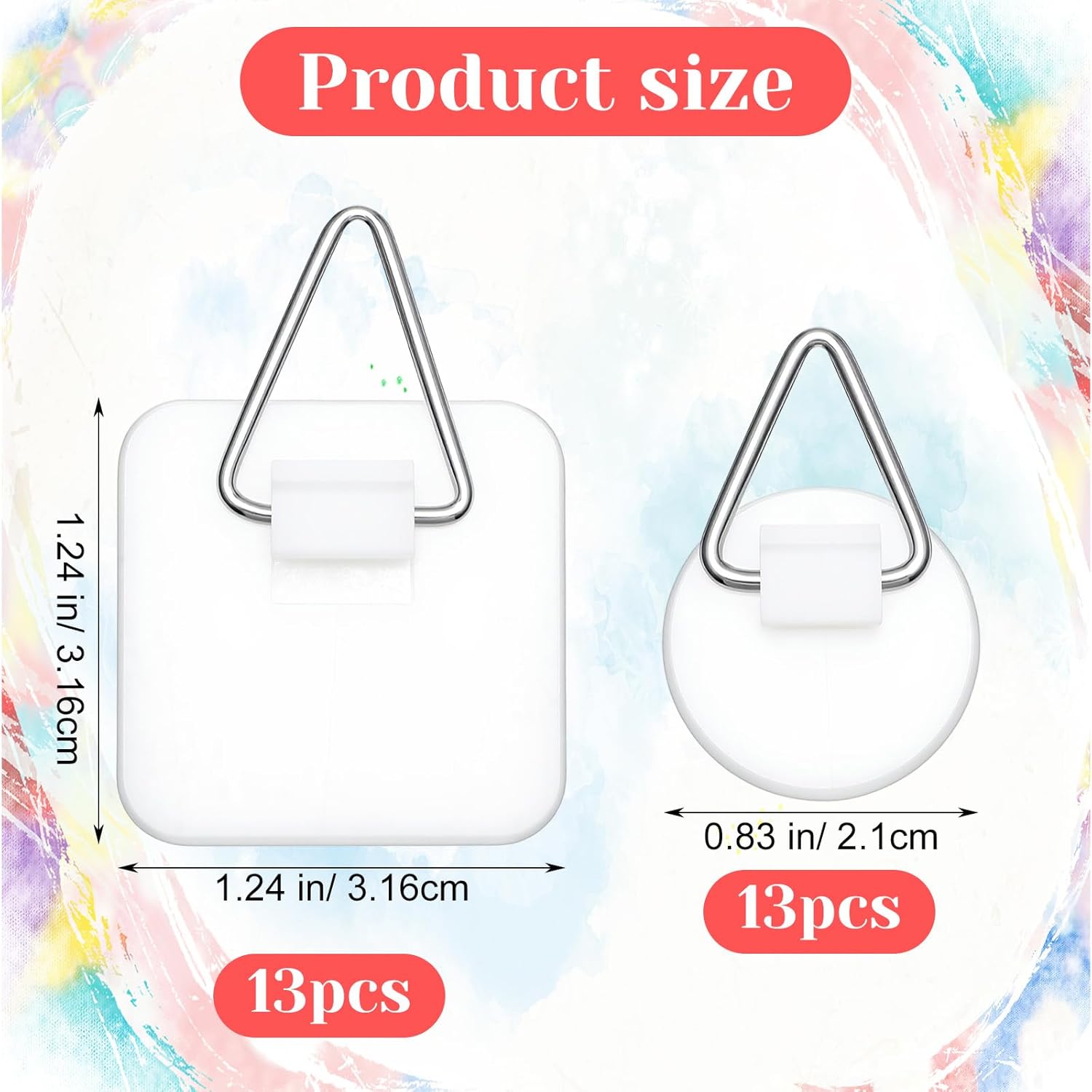 26 Pack Adhesive Picture Frame Hangers Picture Hanging Hooks Without Nails Invisible Plastic Sticky Wall Plate Hangers for Photo Foamboard Plate Wall Art Decor(Round/Square)