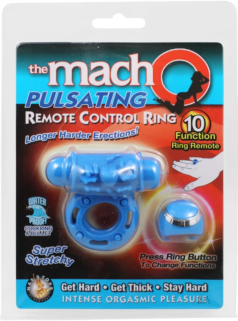 Macho Pulsating Remote Control Ring Blue