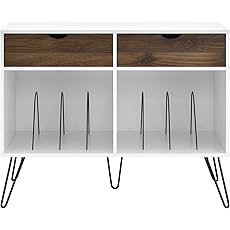 Novogratz Concord Turntable Stand with Drawers, Walnut