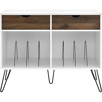 Novogratz Concord Turntable Stand with Drawers, Walnut