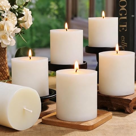 Unscented Soy Pillar Candles, Non-Toxic 2.8x3 Inch Candle, 30 H, 6 Pack