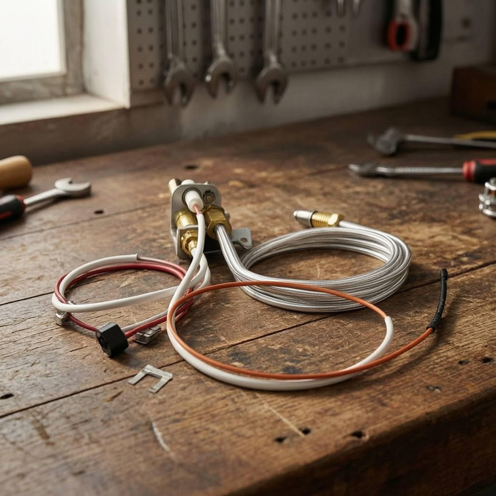 Heater Component Ersatzteil Zündbrenner Baugruppe Thermoelement Pilotflamme Metallhalterung Messinganschlüsse Sichere Zündung Und Flammenüberwachung