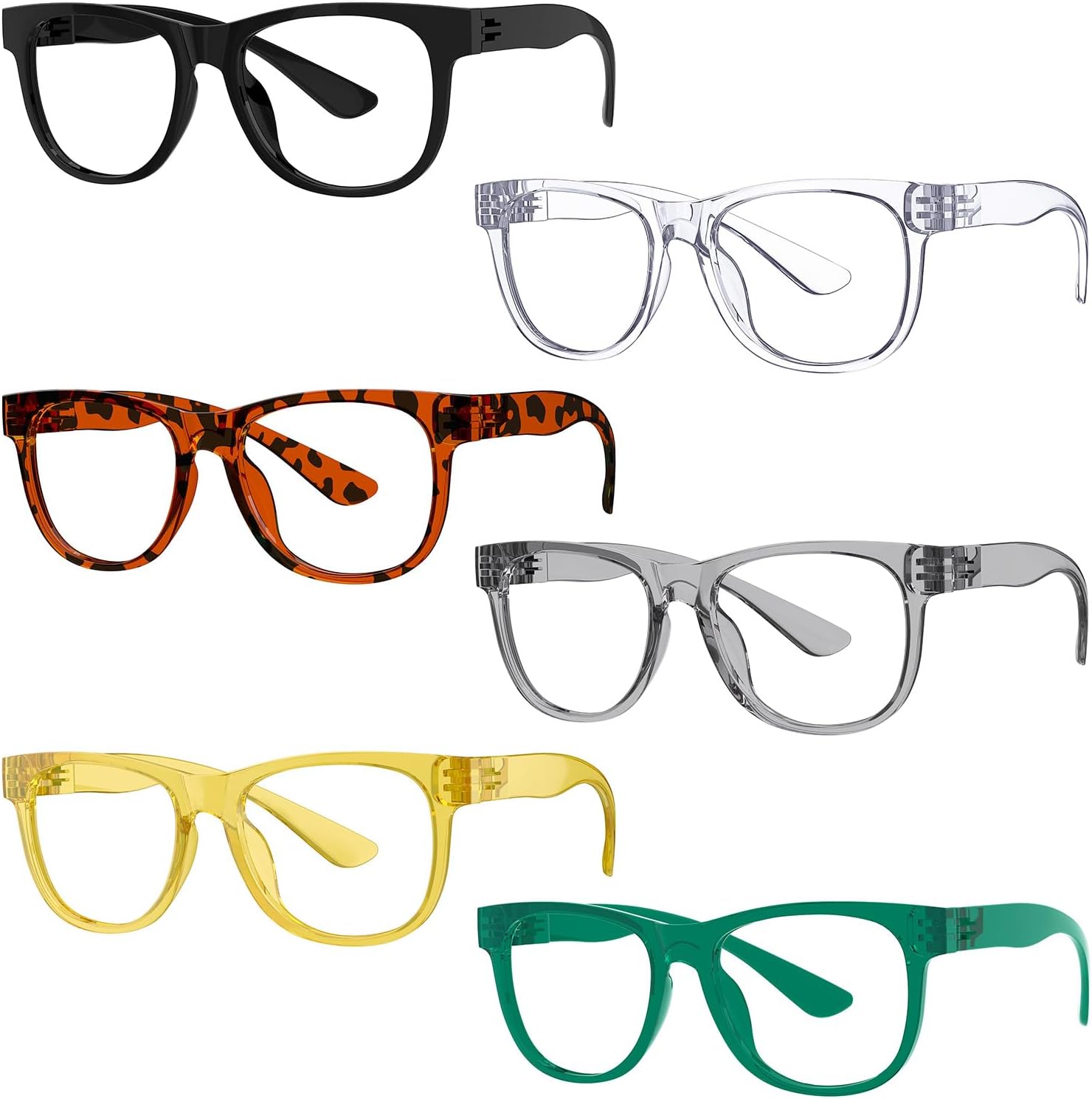 Eyekepper 6 Pack Metalless Reading Glasses with Screwless Spring Hinges Large Frame Readers for Men +2.00