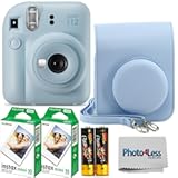 Fujifilm Instax Mini 12 Instant Film Camera Pastel Blue&comma; Fujifilm Instax Mini Twin Pack Instant Film 20 Prints&comma; Protective Case&comma; Gift Bundle