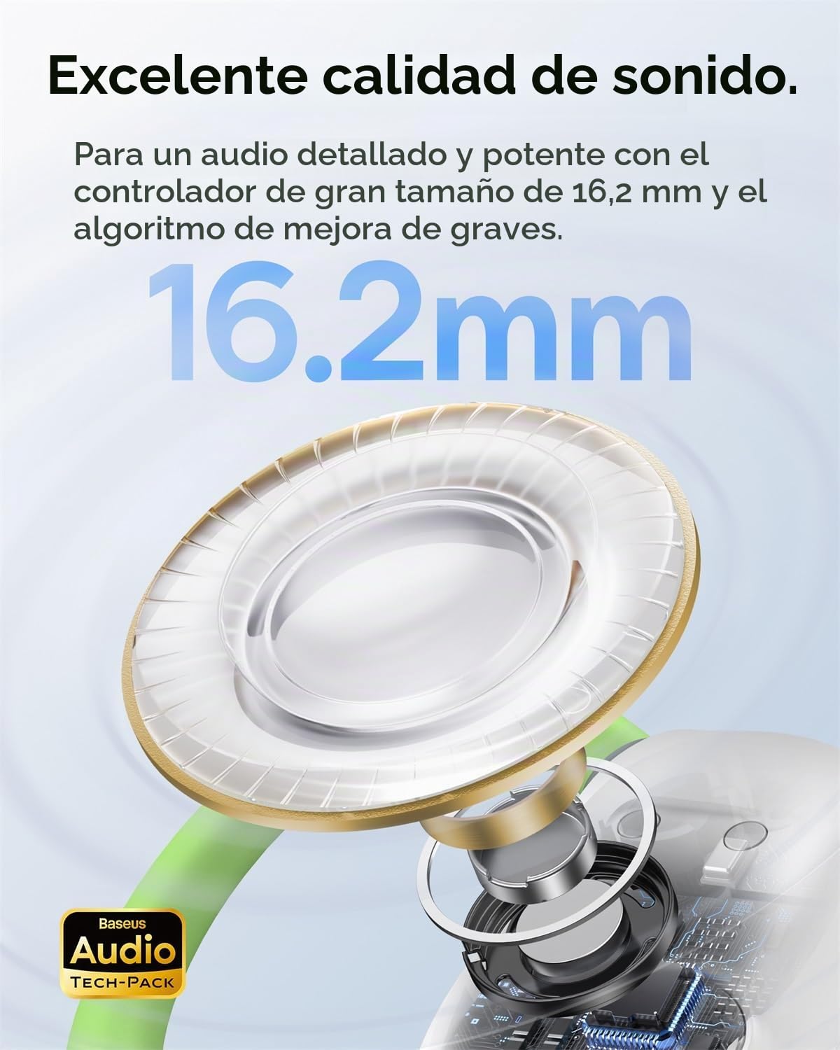 Baseus Eli Sport 1 Auriculares inalámbricos Bluetooth, acústica direccional, bajo Potente, ultraligeros, Carga rápida, micrófonos ENC, Auriculares Oreja Abierta para Correr, Entrenar y Fitness