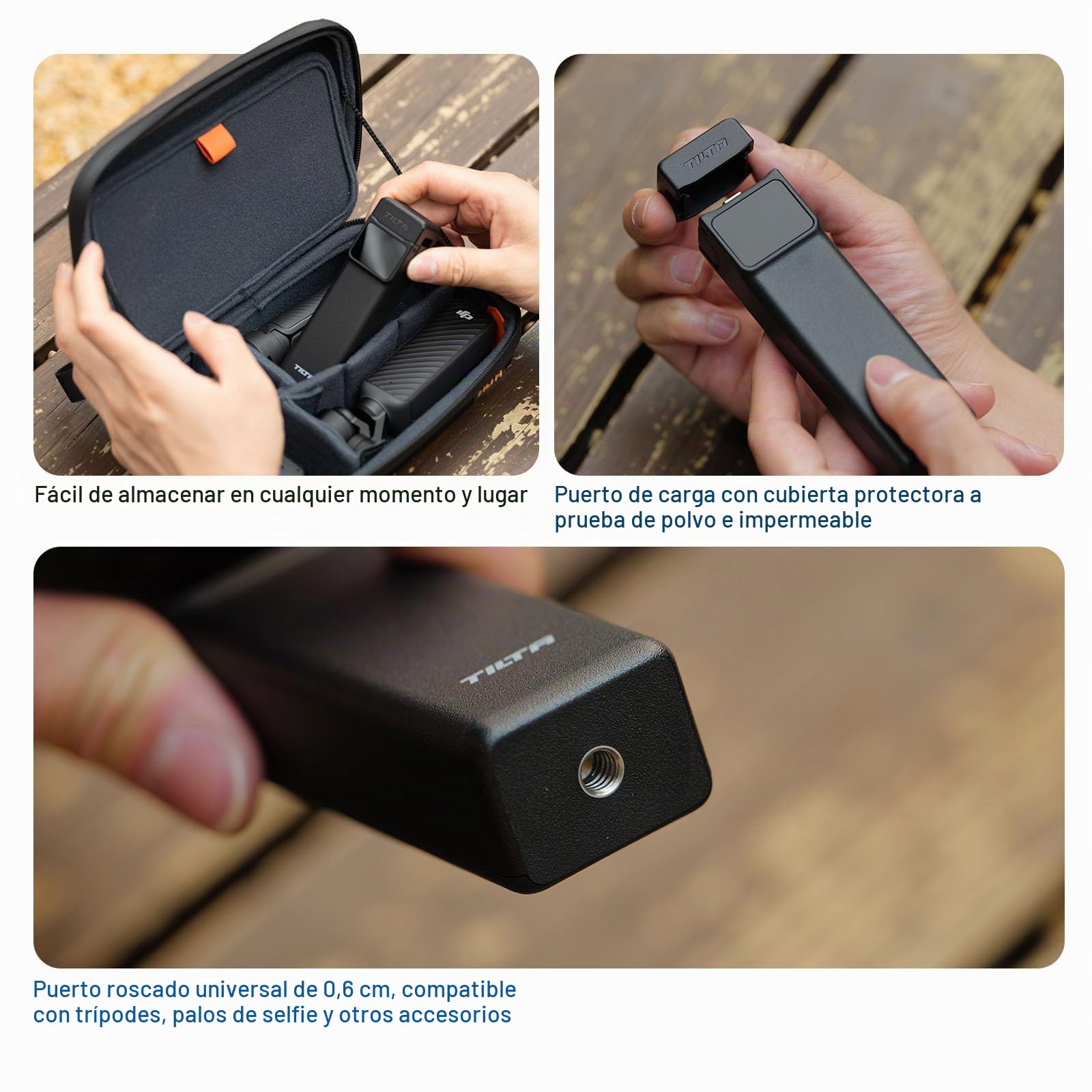 Tilta Mango de Carga para dji Osmo Pocket 4/3, Ligero y portátil, Batería Grande de 5000mAh, Carga USB-C, con Pantalla LCD, Rosca para trípode de 1/4" Diseño Antideslizante, TA-T96-PPB-B