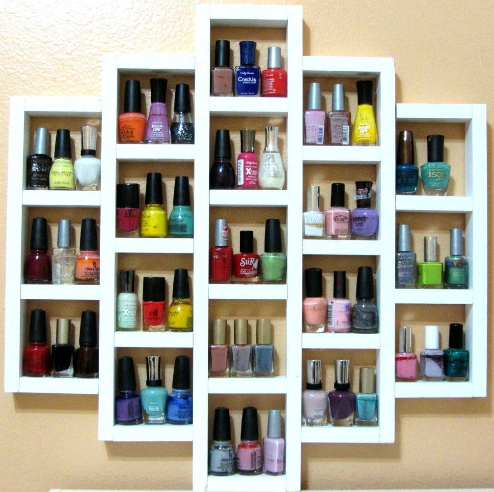 DreasDecor Large White Honey Comb Nail Polish Wall Organizer Rack