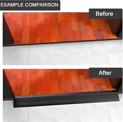 Miniatura 2 de Tira de transición de suelo de aluminio, rampa de umbral de puerta extra ancha de 3.9 in para suelos irregulares, moldura de piso de puerta, cocina,