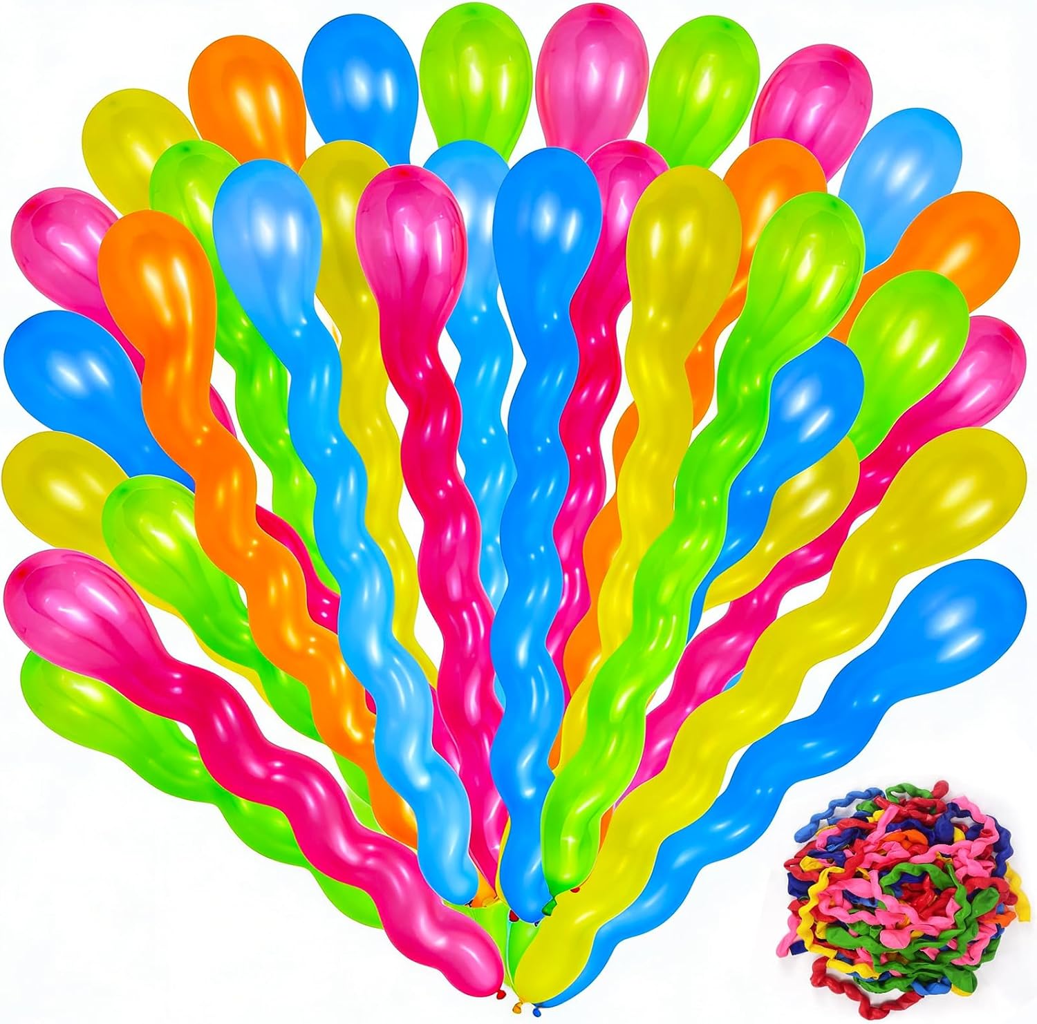 100Pcs 40 Inches Latex Spiral Balloons for Assorted Boys Girls Birthday Party Balloons