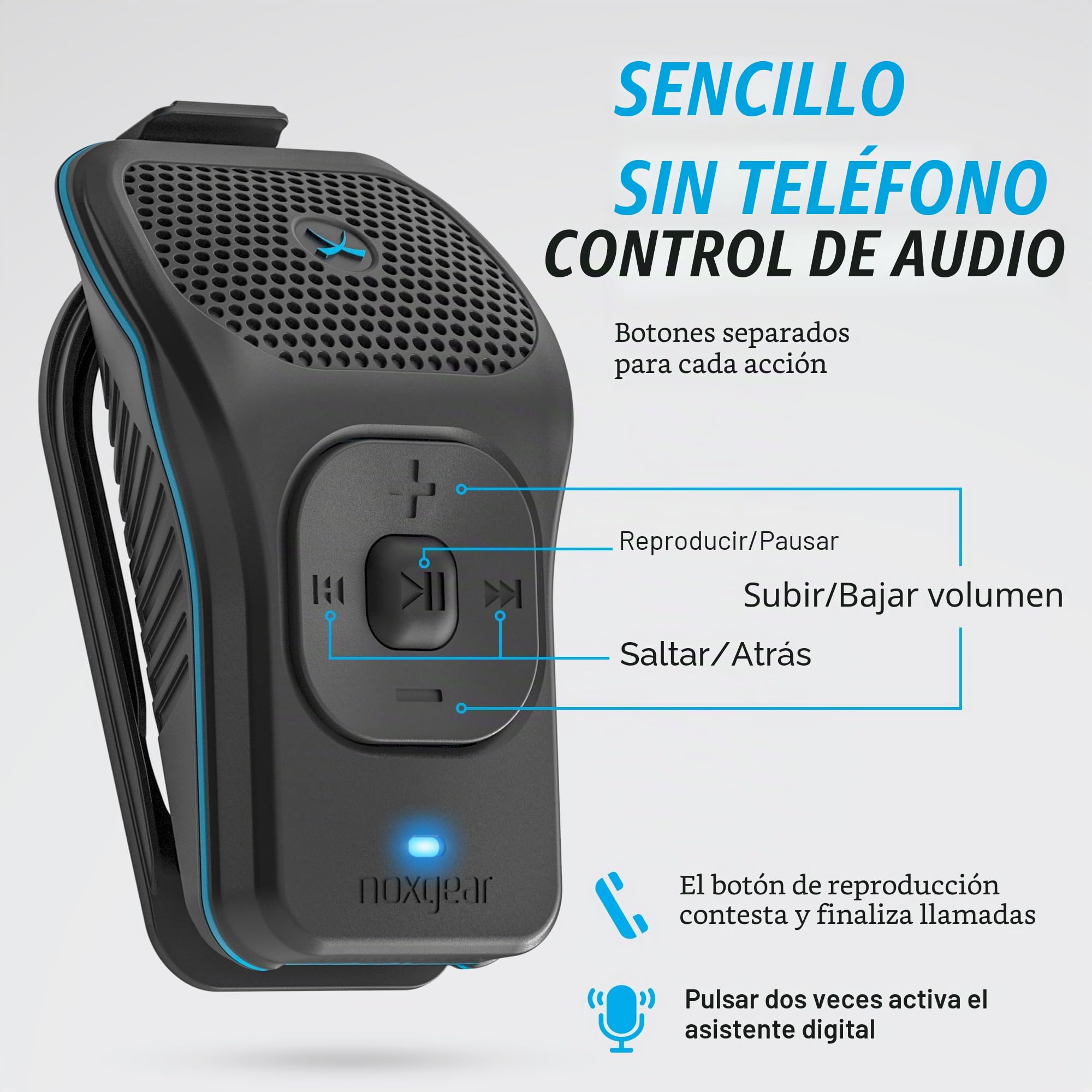 noxgear - Altavoz Bluetooth portátil de 39 g, Mini Clip magnético, Impermeable hasta 15 Horas de reproducción | Bluetooth Clip, Altavoz portátil con micrófono, Alcance de 30,5 m