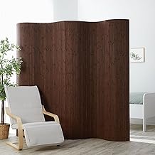 Homestyle4u 301 Room Divider, Bamboo, Wavy Shape, Rollable, Dark Brown, Matt, WxH: 250 x 200 cm