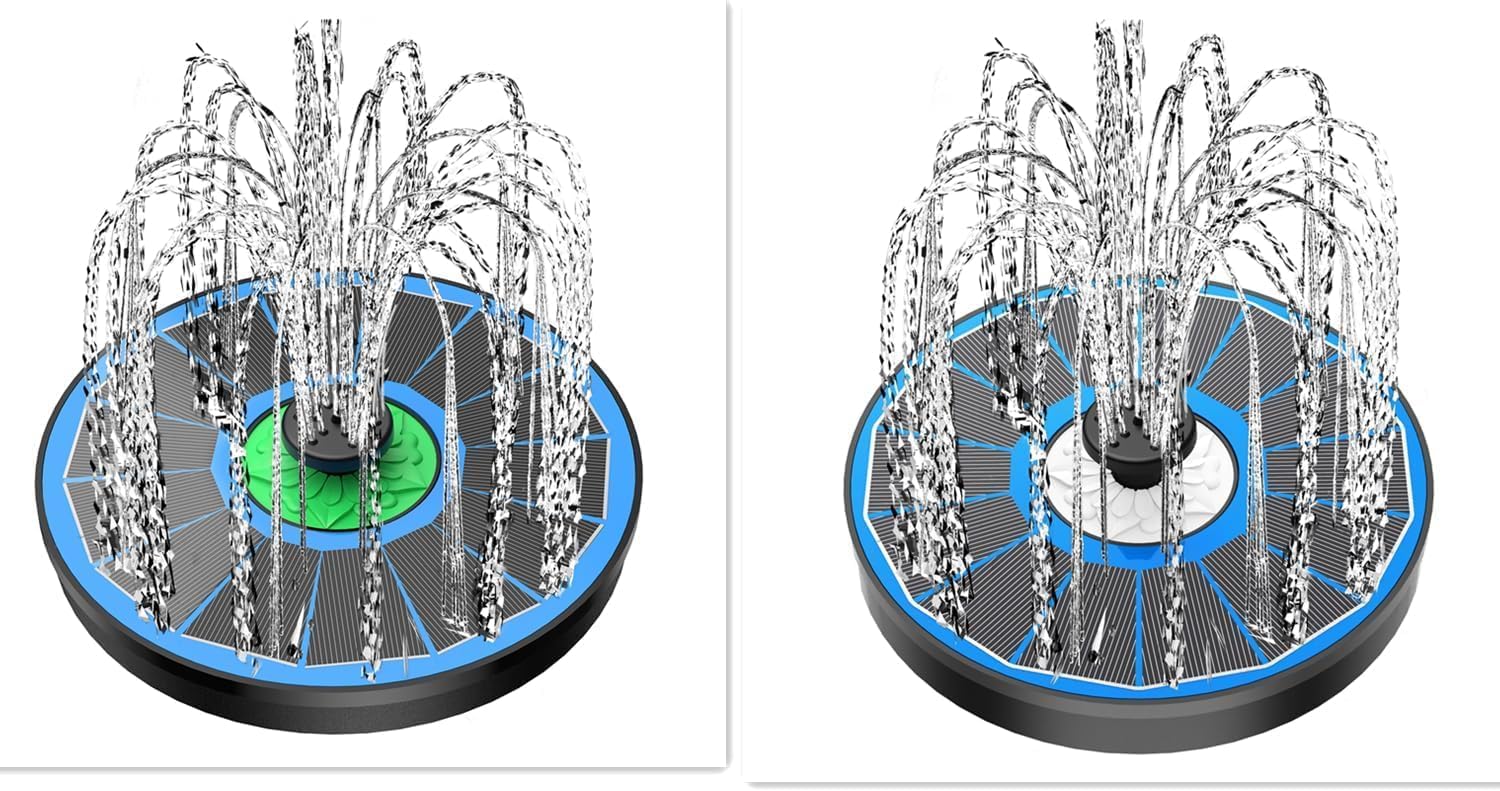 Yzert Solar Fountain White Flower +Solar Fountain for Bird Bath Green Flower