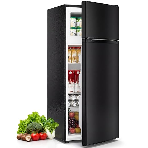 Tehanld 4.5 Cu.Ft Mini Fridge Freezer for Dorm/Office, 2-Door, Quiet