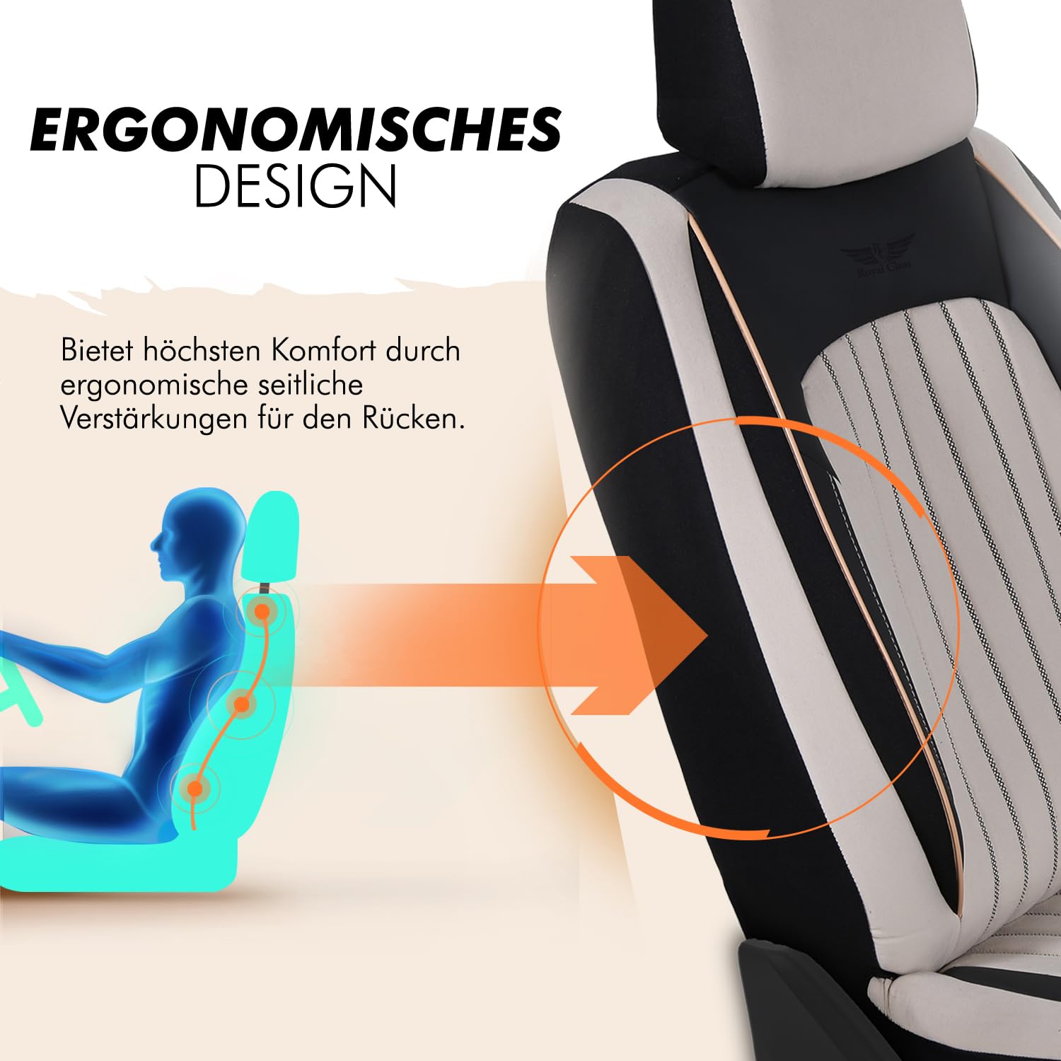 Royal Class Sitzbezüge passend für Opel Insignia in Beige Schwarz AKD3029