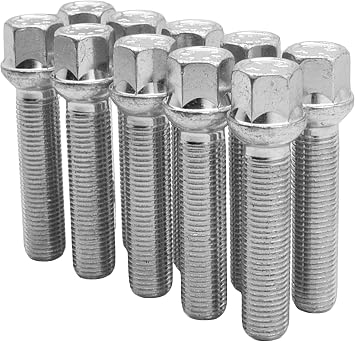 10 Pc 40 mm Ball Seat Lug Bolts M14x1.5 Extended Shank Length Radius
