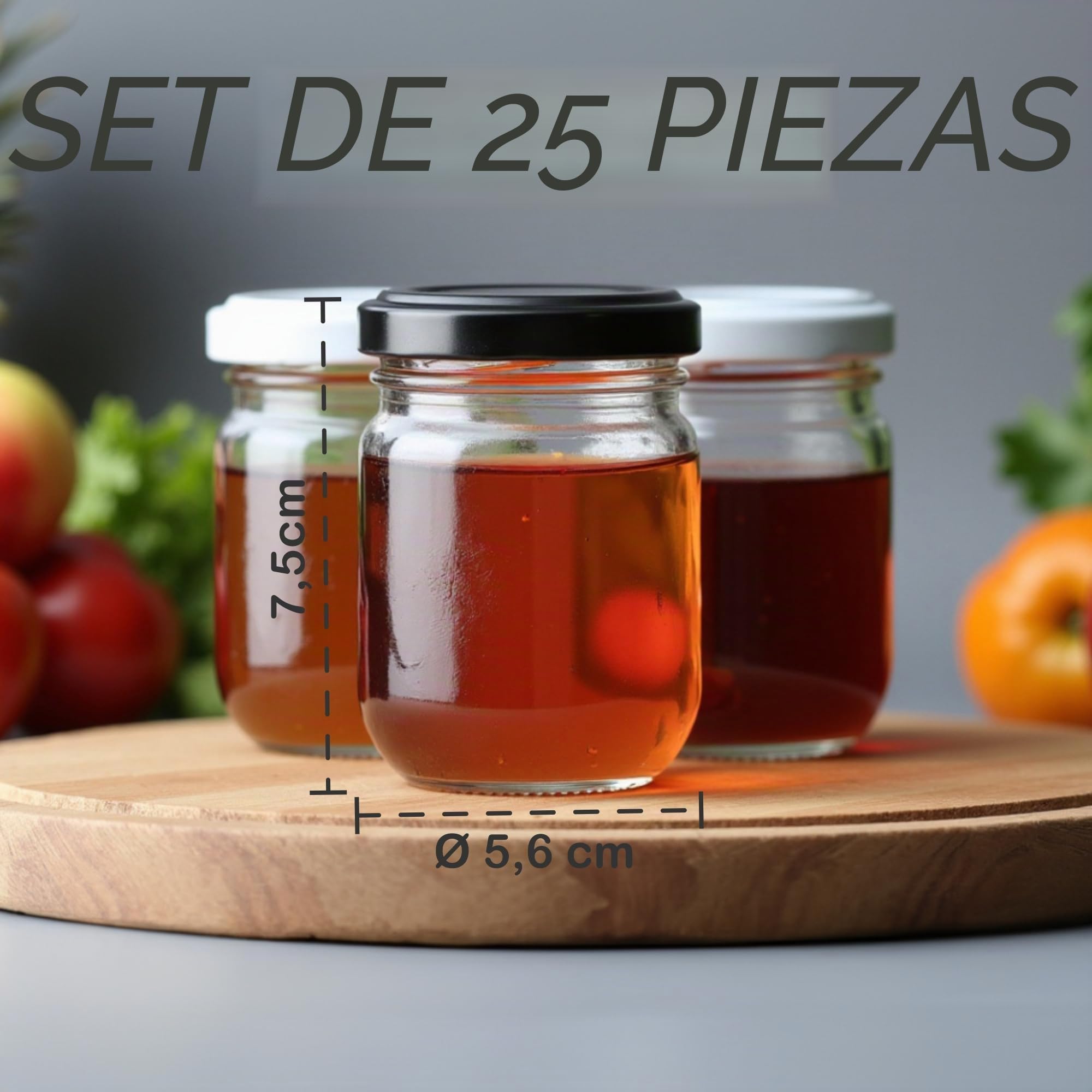 gouveo Juego de 25 tarros de conserva Helix de 125 ml con tapa de rosca plateado BS - Pequeños tarros con tapón de rosca TO53 - Tarros de rosca para mermelada, miel, especias, casero (HEG125SBS)