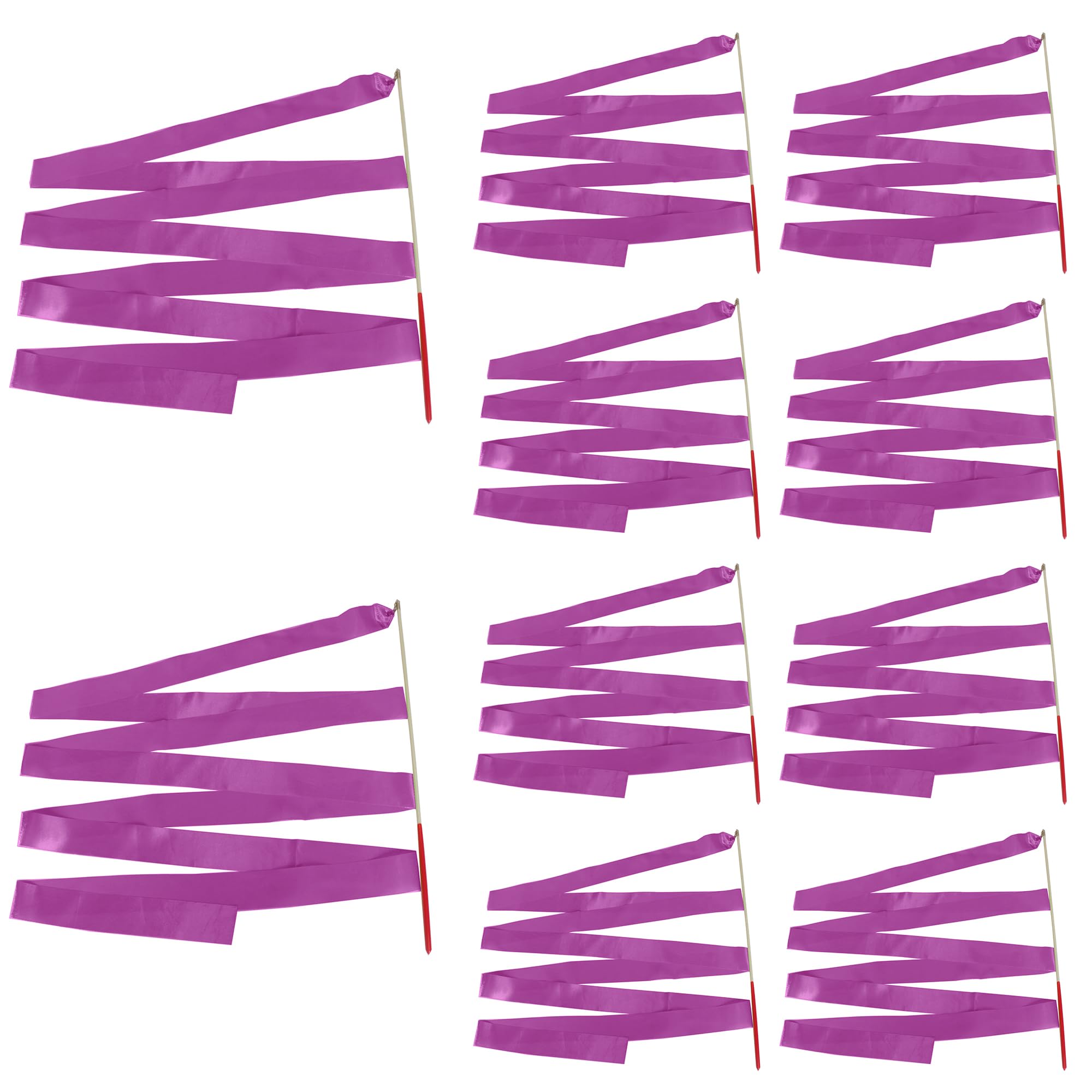Trimming Shop 4M Gymnastics Ribbon Wand, Satin Dance Streamer for Ballet, Cheerleading, Baton Twirling, Rhythmic Gymnastics & School Performances, Purple - 5pcs