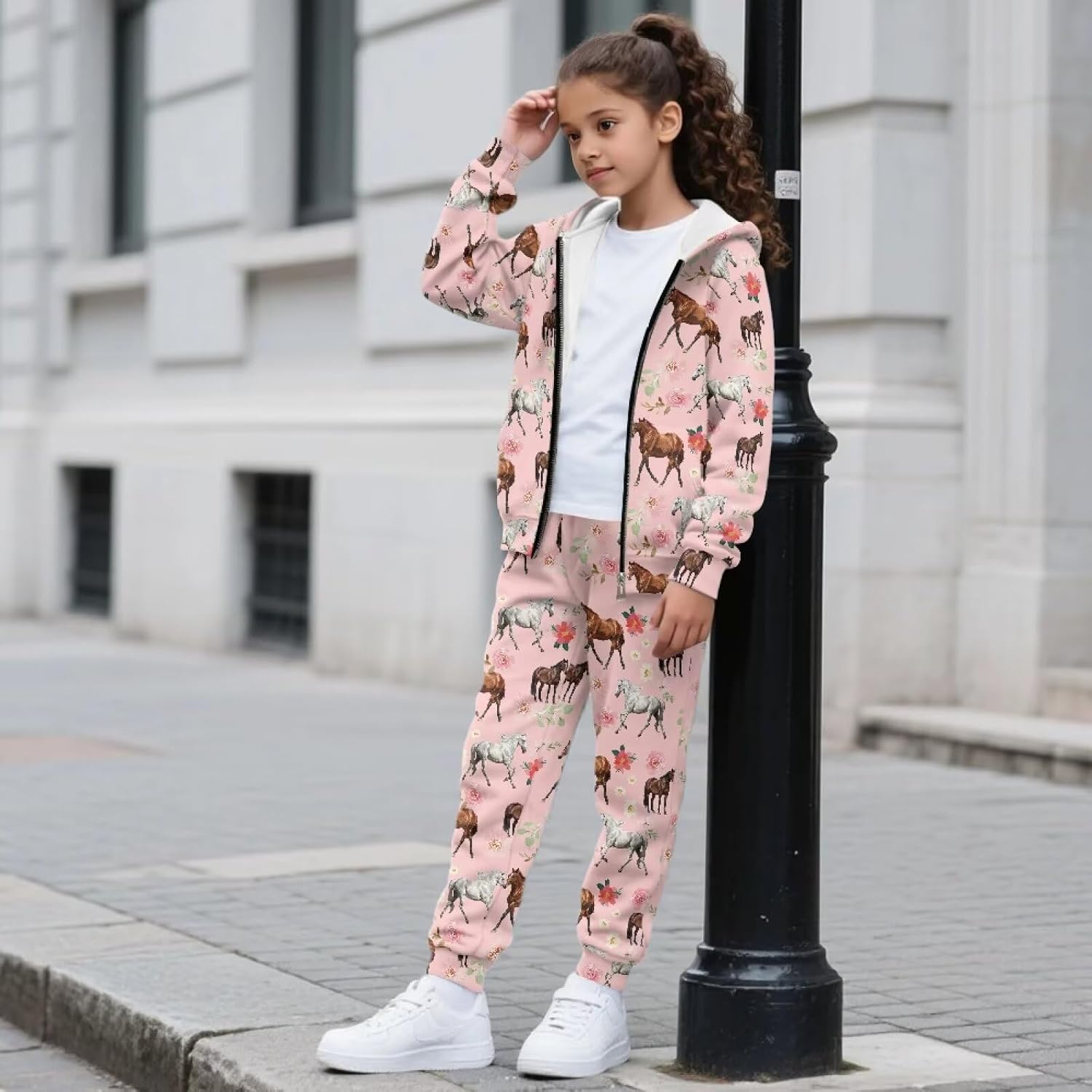 Long Sleeve Hoodies and Pants Set for Girls 6-15Y Sweatshirts and Sweatpants with Pocket