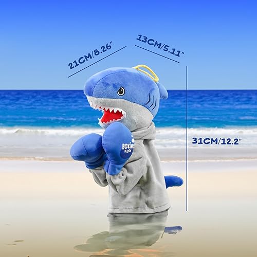 Miniatura 8 de Marioneta de mano para niños, juguete de peluche con sonidos y acción de boxeo, juguetes de marionetas de mano de tiburón para recuerdos de fiesta