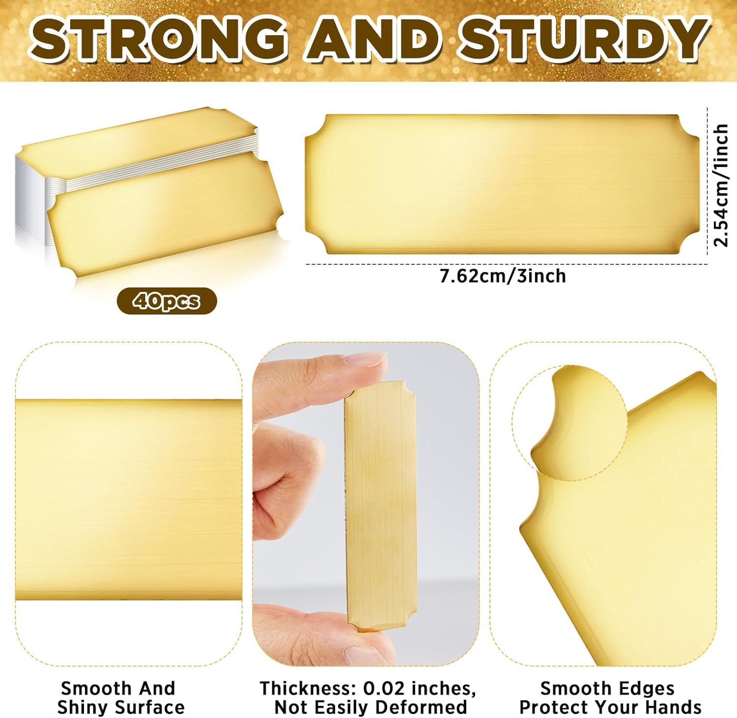 party greeting 40 Pcs Name Plates Laser Engraved Gold Desk N