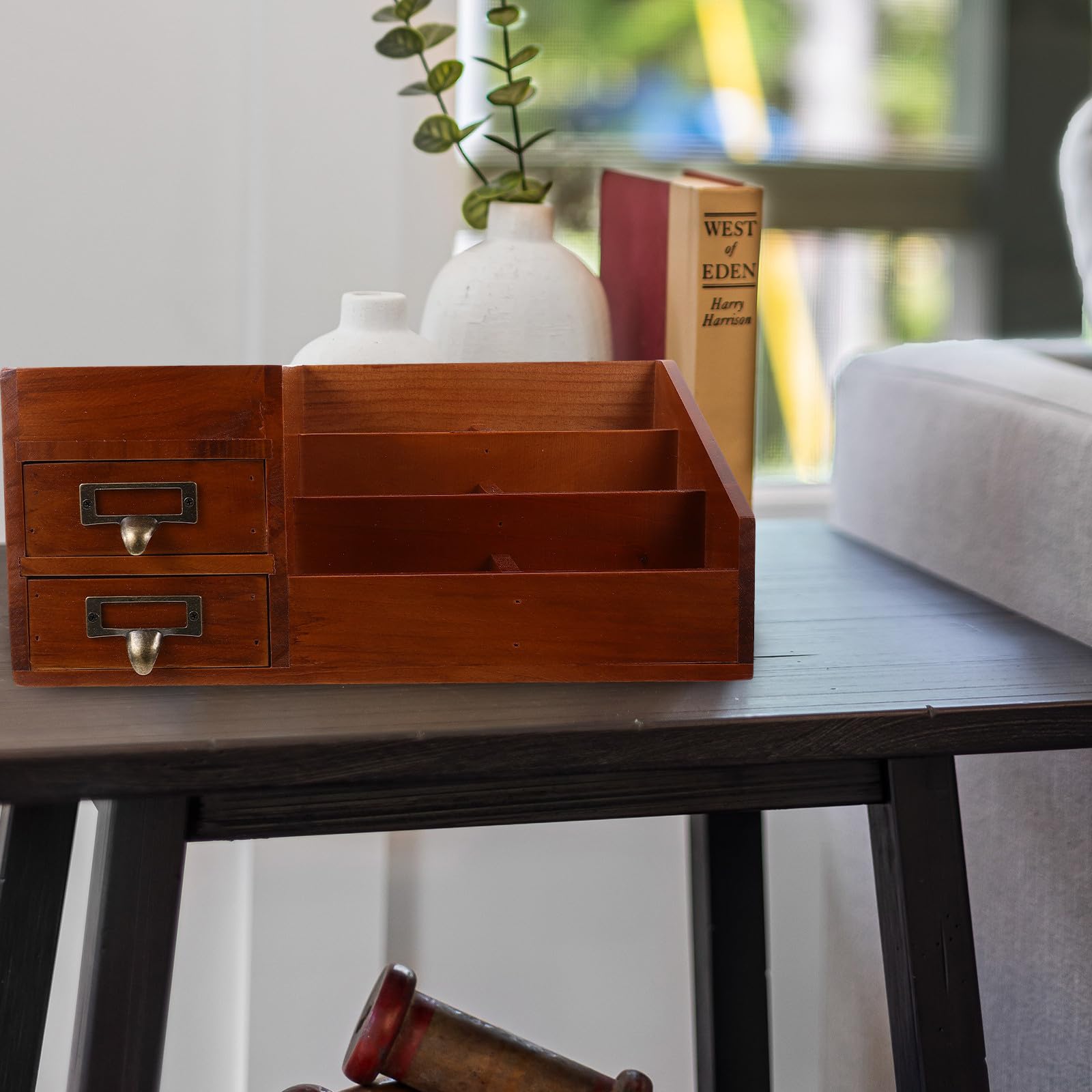 Schreibtisch Eleganter Multifunktionale Organizer mit Schublade Aufbewahrungsbox für Kosmetik und Schmuck für Büro und Schminktisch