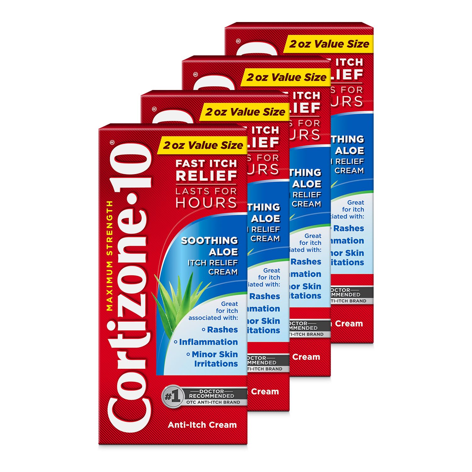 Cortizone-10 Maximum Strength Soothing Aloe Itch Relief Cream, 1% Hydrocortisone, Fast-Acting, Anti-Itch Cream for Bug Bites, Rash, Eczema, Psoriasis, Poison Ivy, Oak, Sumac & More, 2 oz