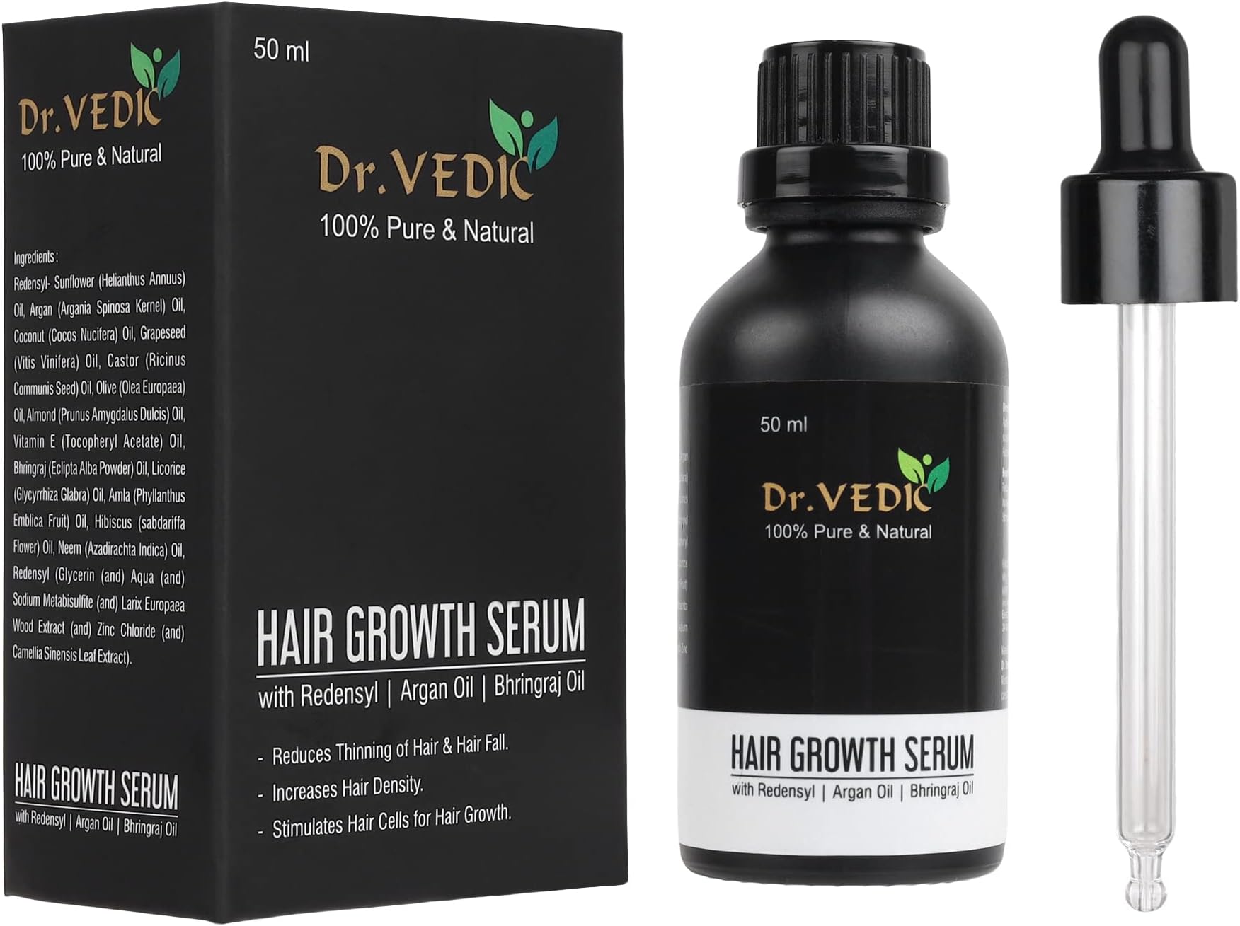 Dr Vedic Hair Growth Serum With Redensyl, Argan, & Bhringraj For Hair Fall Control For Men & Women (Pack Of 1), 300 Grams