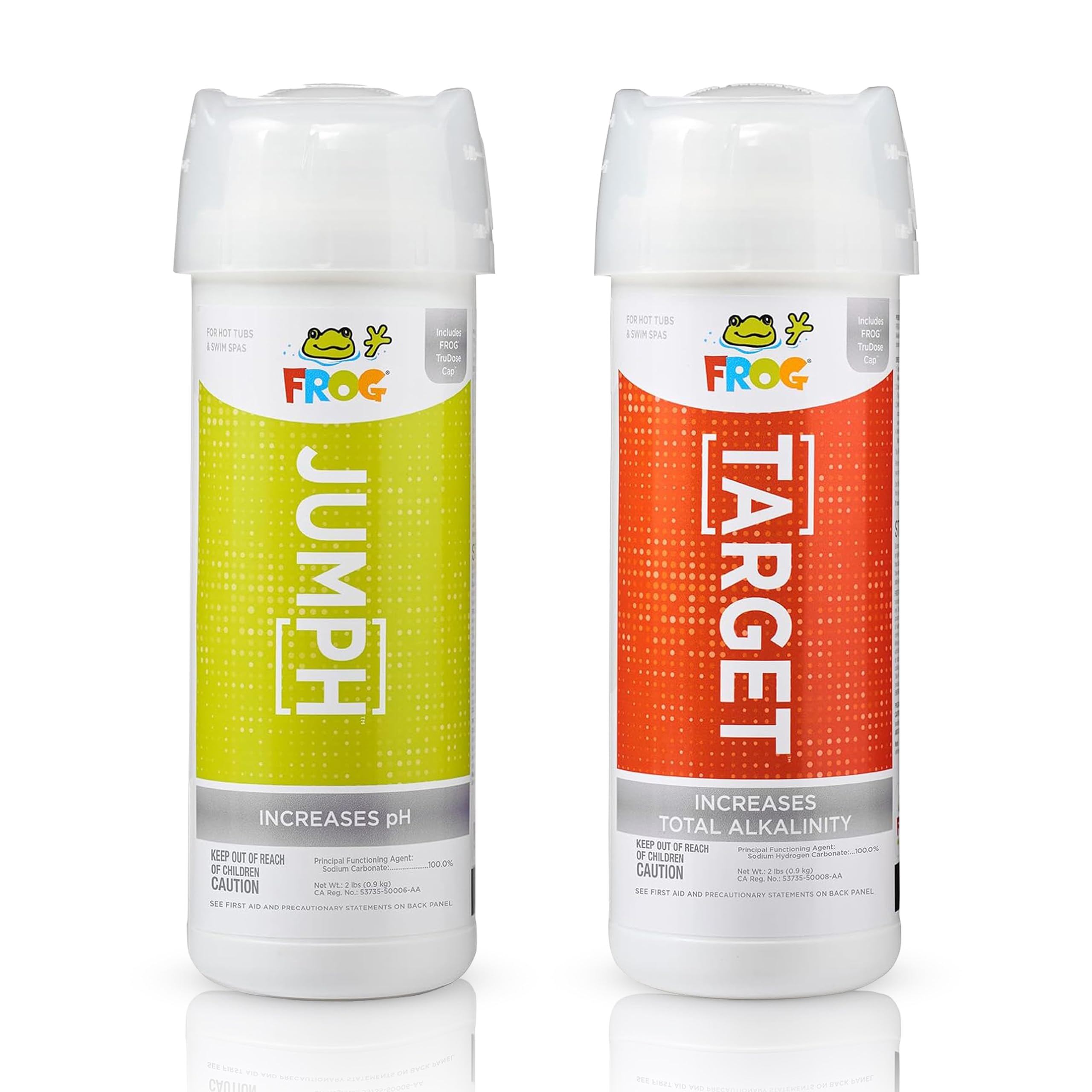 FROG JumpH pH Increaser & Target Total Alkalinity Increaser for Hot Tubs and Swim Spas - 2 lb Bottles with TruDose Measuring Caps for Easy Maintenance & Balancing