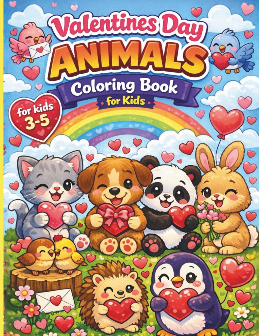 ANIMALS Valentines Day Coloring Book for Kids: A Cute and Simple Valentine Coloring Book with Adorable Animals, Big Bold Outlines and Easy Pages for Toddlers and Preschool Kids Ages 3–5