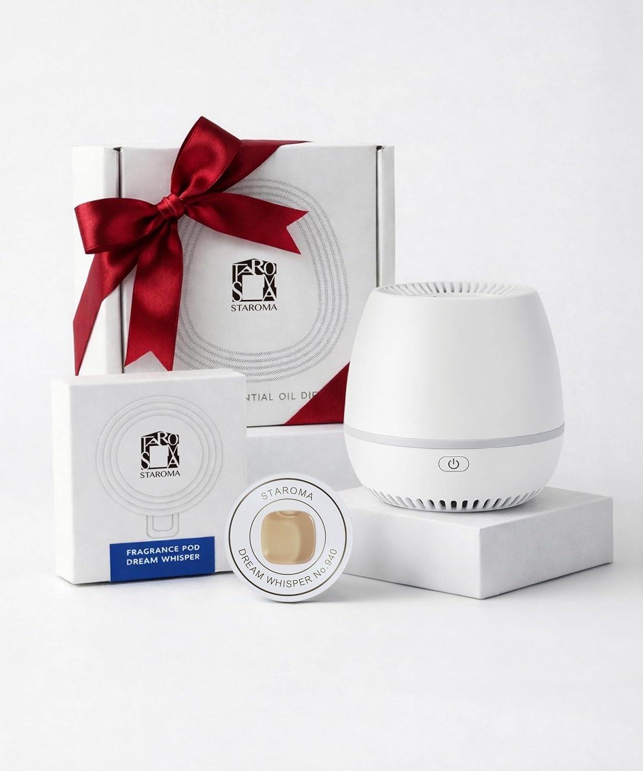 Waterless Diffuser Starter Kit (Jasmine Essential Oil), Gift, Car Air Freshener - Cordless, Rechargeable Battery, Small, Quiet, Adjustable Scent Level & Light - 200 sqft Small Home, Office