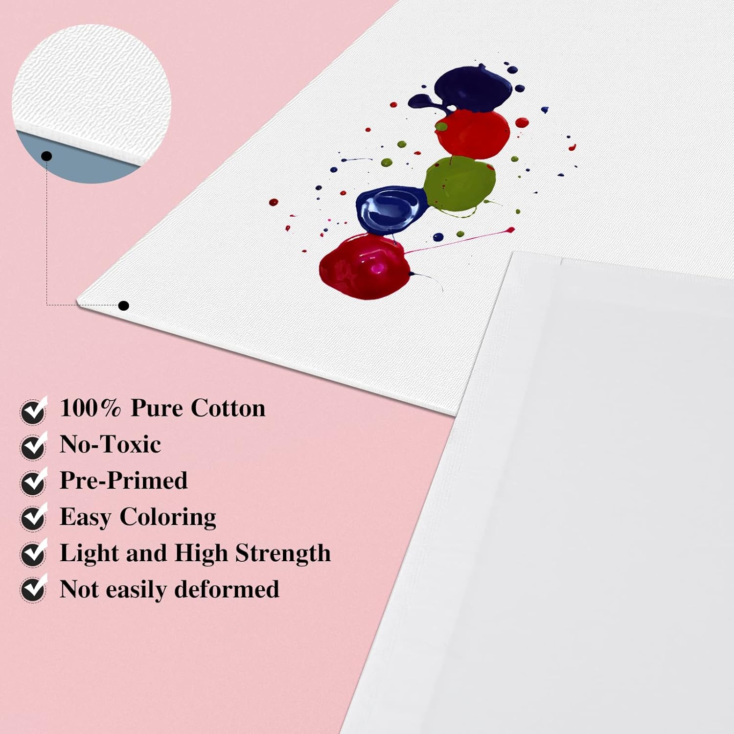 ESRICH 8x10 Canvas for Painting, 80 Pack Blank Painting Canvas, Primed Cotton Canvas Boards for Painting for Oil Paint, Watercolor, Acrylic Paint, Gouache and Tempera. - Image 3