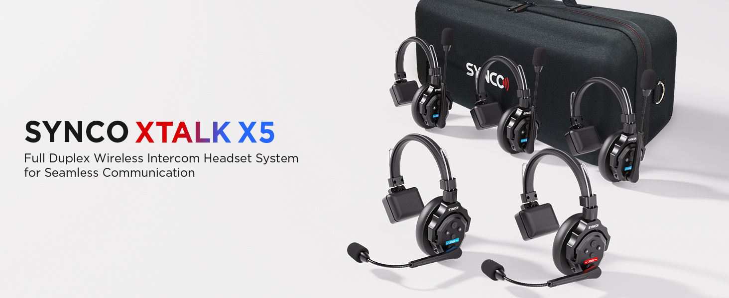 SYNCO XTalk X5 ワイヤレスヘッドセット SYNCO Wireless Intercom Headset, XTALK X5 2.4GHz Full Duplex