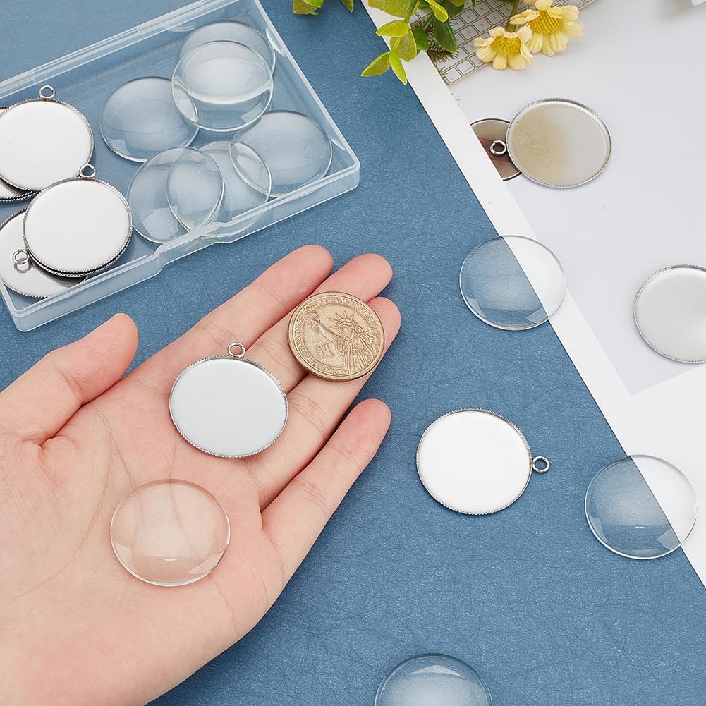 30 Ensembles Lunettes Pendentif UNICRAFTALE - Acier Inox 20mm - Cabochons Verre - DIY Bijoux