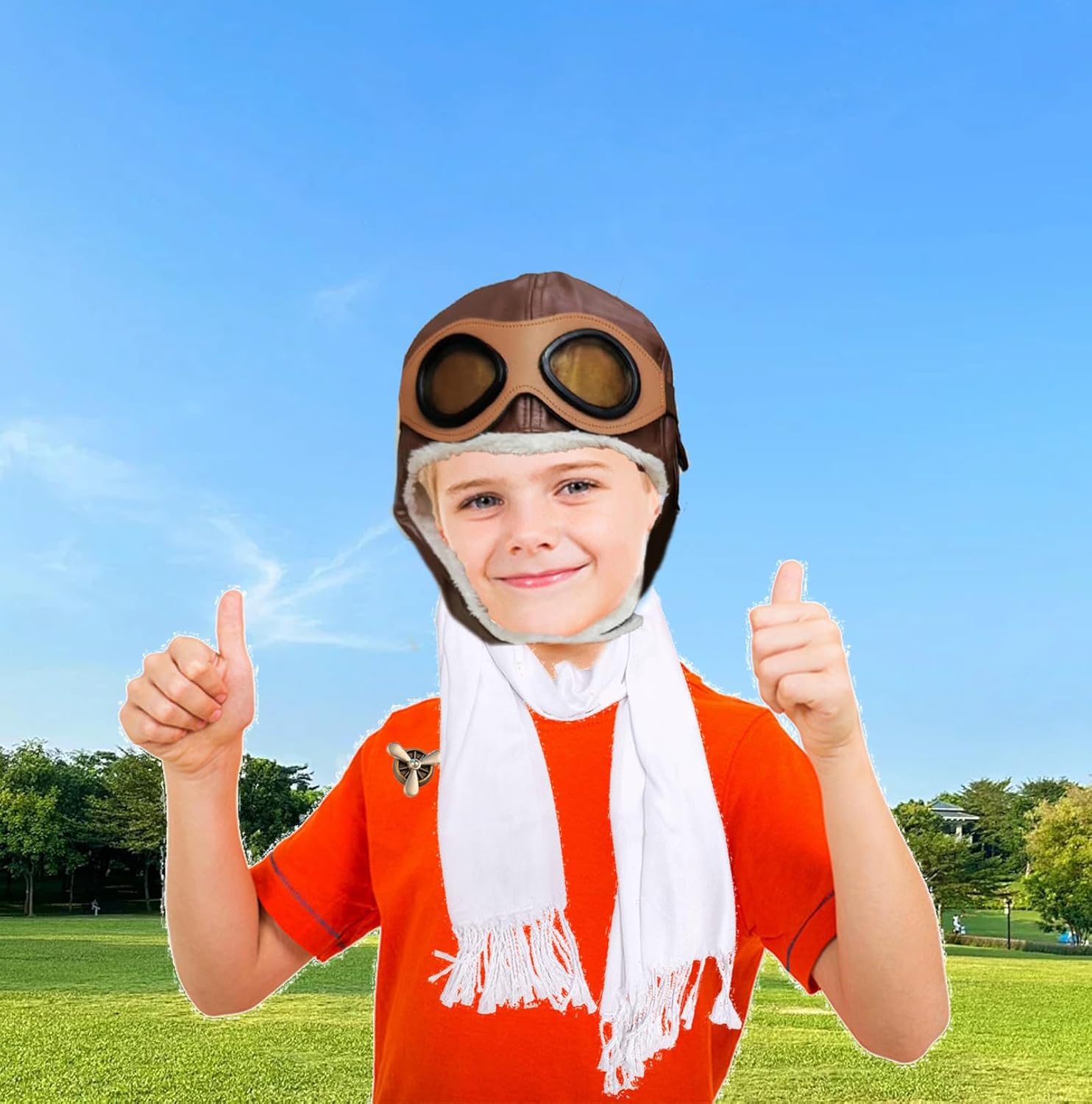 Aviator Hat with Goggles Ear Flaps Fighter Pilot Costume Accessories Goggles Scarf Gloves Brooch Halloween amalia Cosplay - Image 5