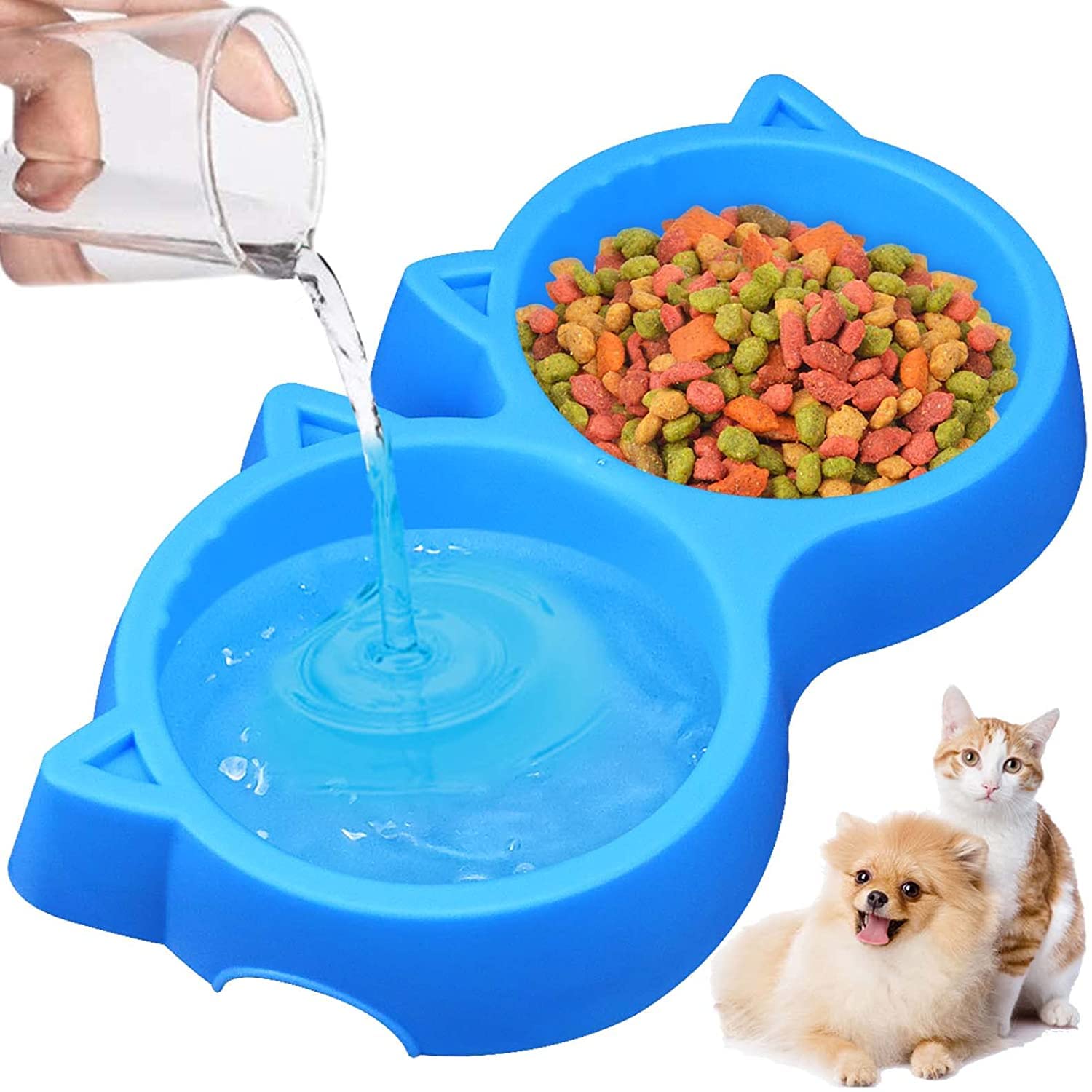 Double Cat Face Shaped Bowls Plastic Cats Bowl Kittens Puppy Dogs Pets Feeding Bowl with Non Skid Silicone Feet Dog Feeder Bowl Water Food Holder Feeding (B0B1XBYBS9) Amazon Price History, Amazon Price Tracker