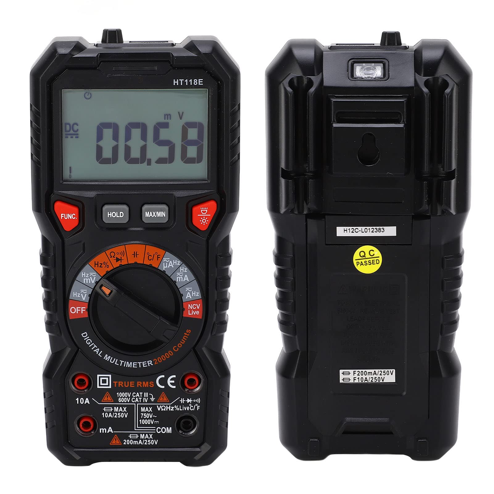 FTVOGUE Digital-Multimeter, Auto-Ranging-Spannungsprüfer, ABS, 1000 V DC, 750 V AC, 10 A, Strom-Widerstandsmesser für Elektronische Parametermessung, Heimreparatur, Heimwerker