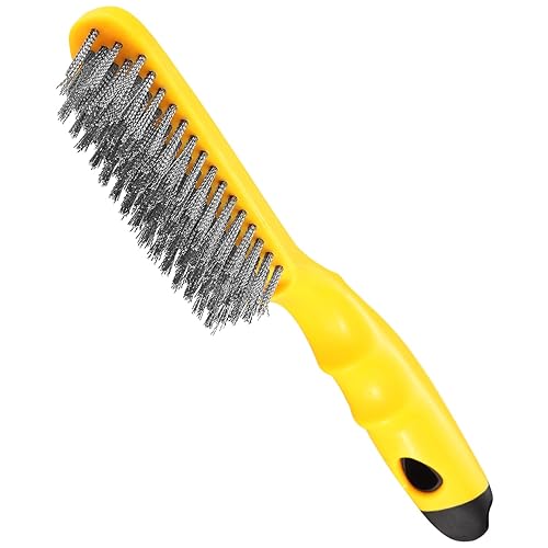 Cepillo de alambre de acero inoxidable con mango de plástico curvado de 10.5 pulgadas y 79 paquetes de cerdas  Resistente para la eliminación de