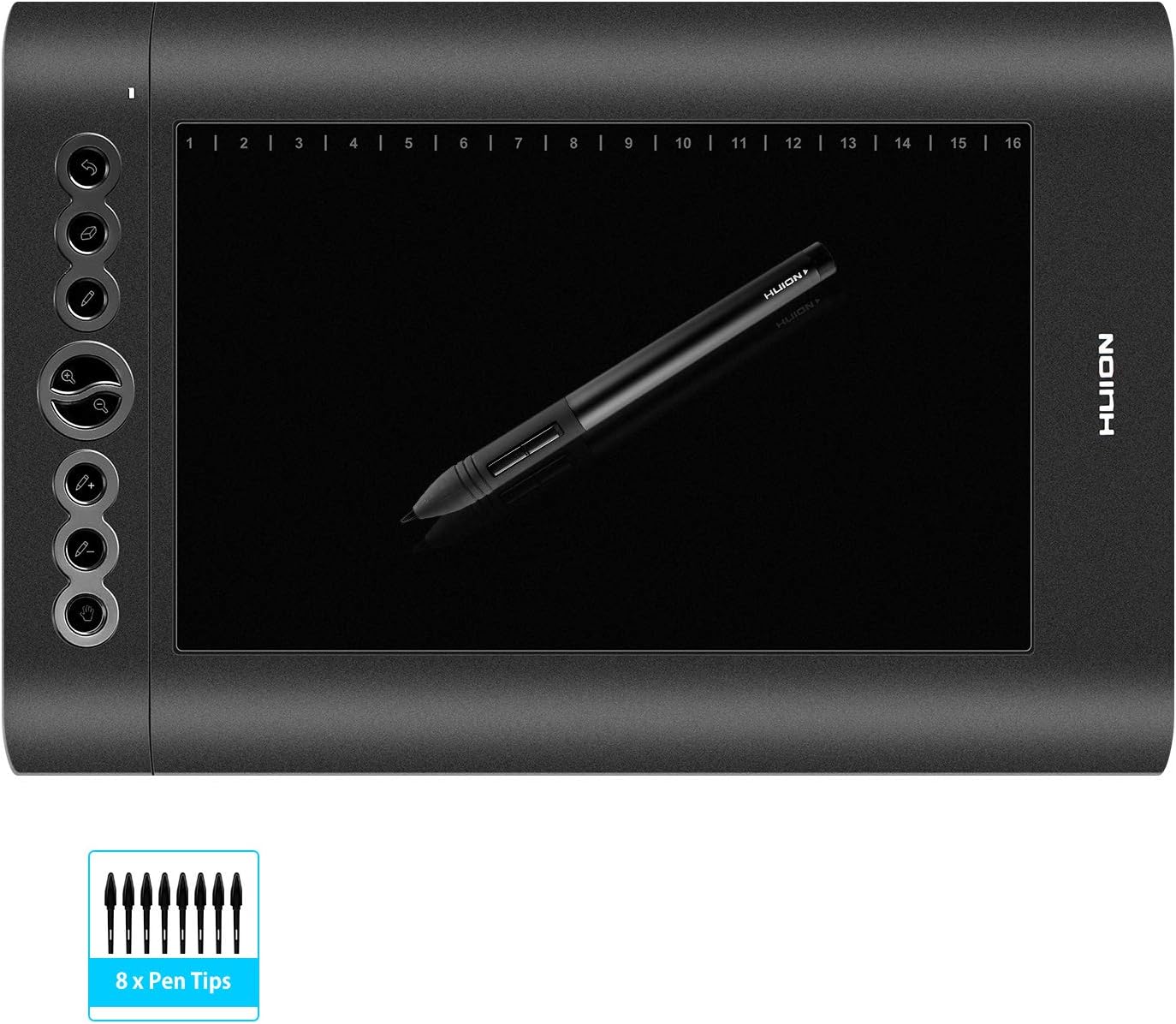 Huion Drawing Graphics Tablet 10"x6.25" USB Digital Creative Pen Tablet Writing Design Tablet Board with Hot Express Keys for Windows & Mac - H610 PRO Black