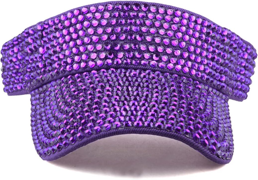 Gudessly Shiny Rhinestones Sport Sun Visor Adjustable Summer Cap Visor Caps for Women Men